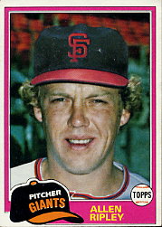 1981 Topps Baseball Cards      144     Allen Ripley